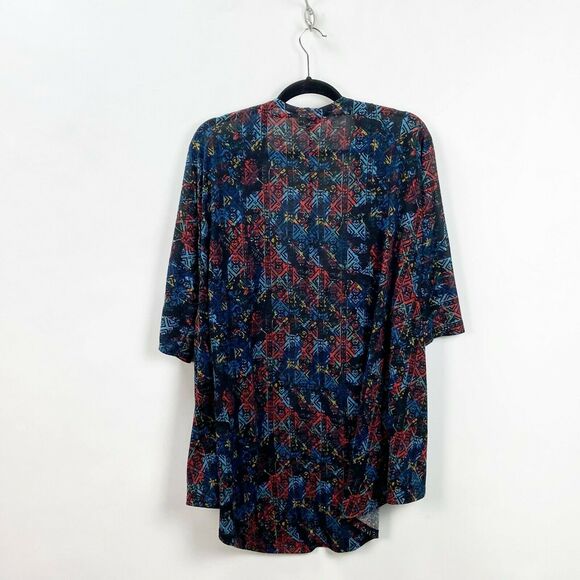 Lularoe Small Womens Unicorn Lindsay Blue Aztec Print Knit Open Front Kimono - Picture 5 of 6